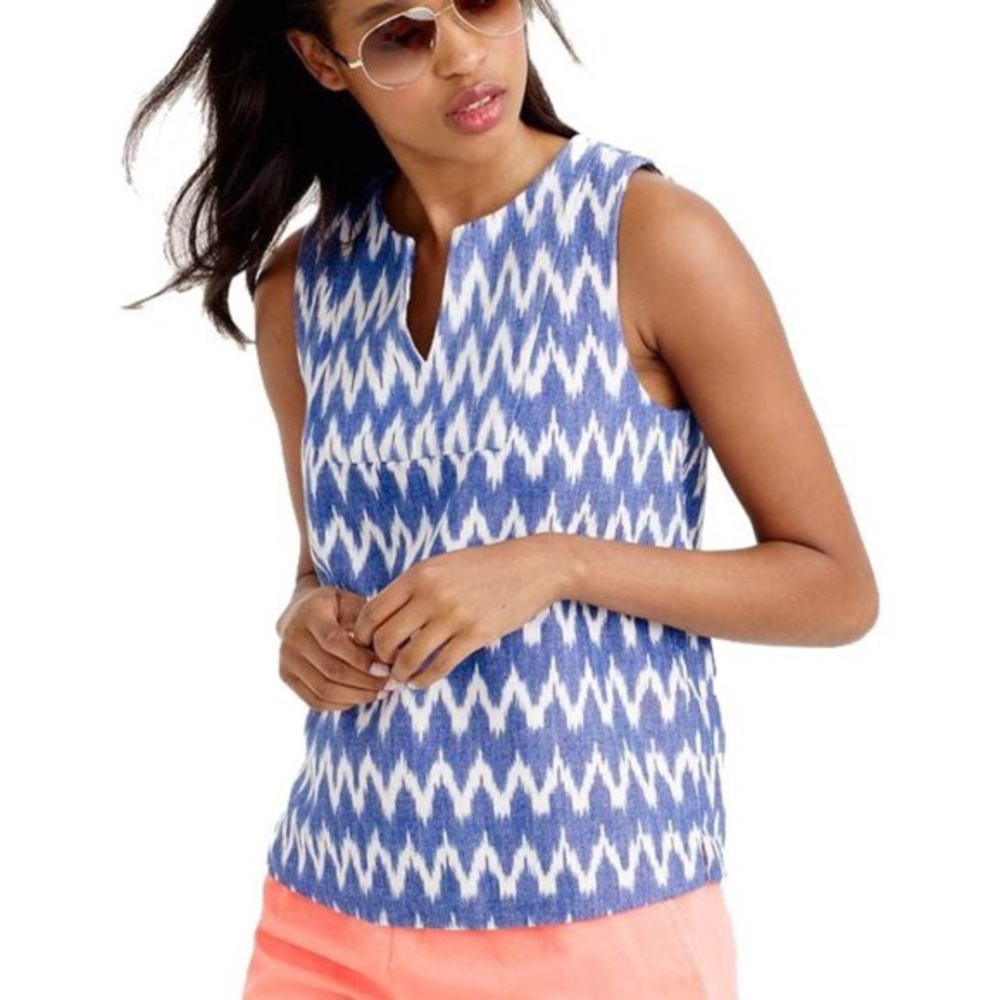 J. Crew Notched Shell Tank in Zig Zag Ikat
